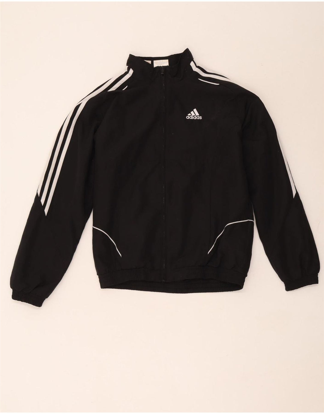 Adidas Boys Tracksuit Top Jacket 13-14 Years Black Polyester