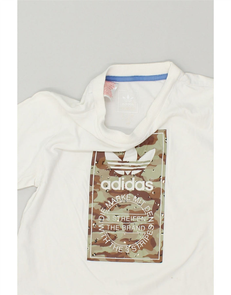 ADIDAS Boys Graphic T-Shirt Top 9-10 Years White Cotton | Vintage Adidas | Thrift | Second-Hand Adidas | Used Clothing | Messina Hembry 