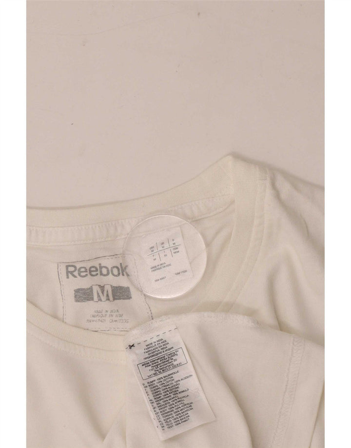 Reebok Mens Graphic T-Shirt Top Medium White Cotton
