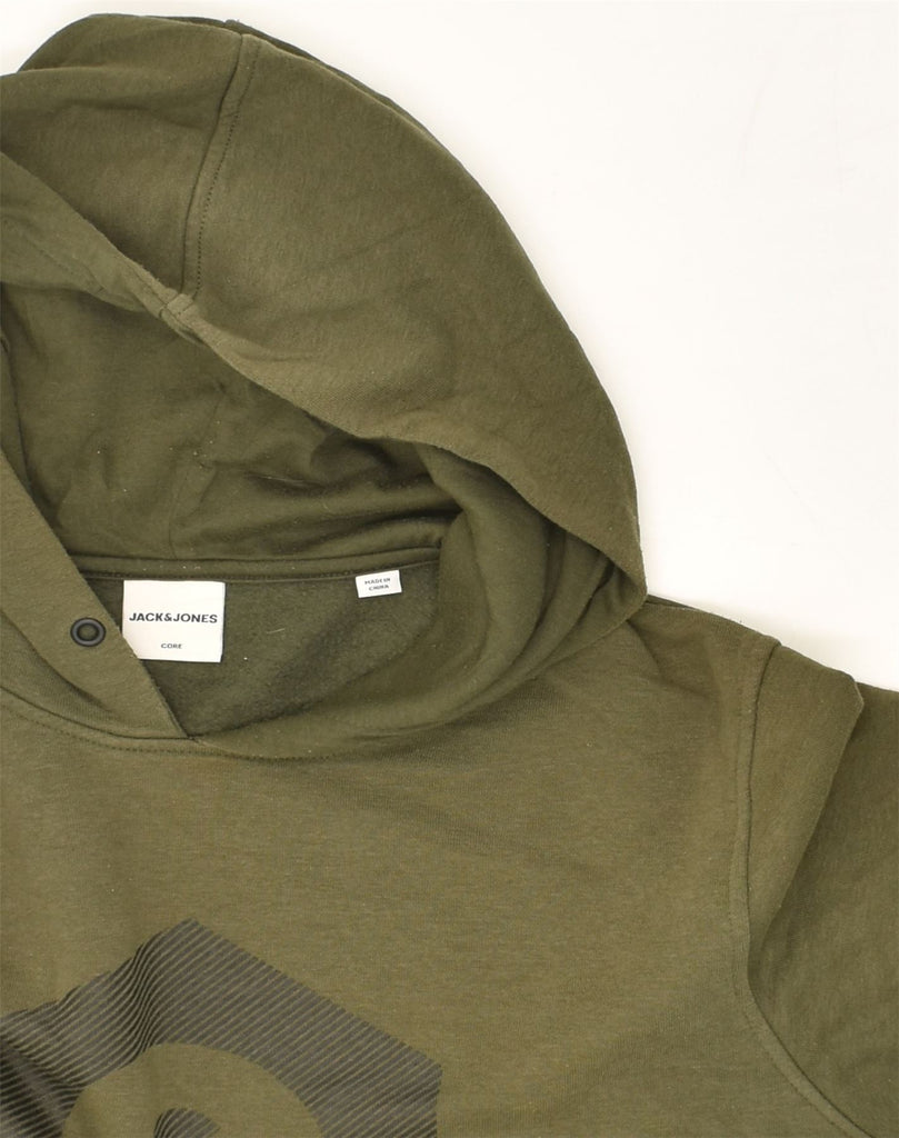 JACK & JONES Mens Graphic Hoodie Jumper Large Khaki Cotton | Vintage Jack & Jones | Thrift | Second-Hand Jack & Jones | Used Clothing | Messina Hembry 