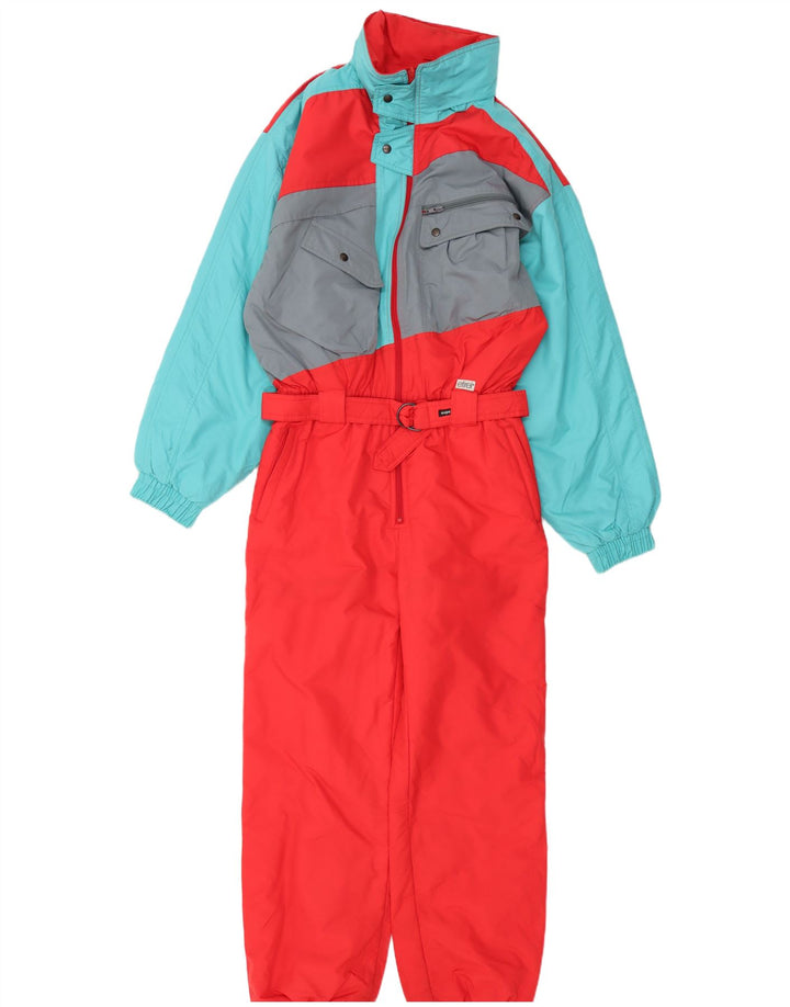 Etirel Mens Hooded Ski Jumpsuit Small Red Colourblock