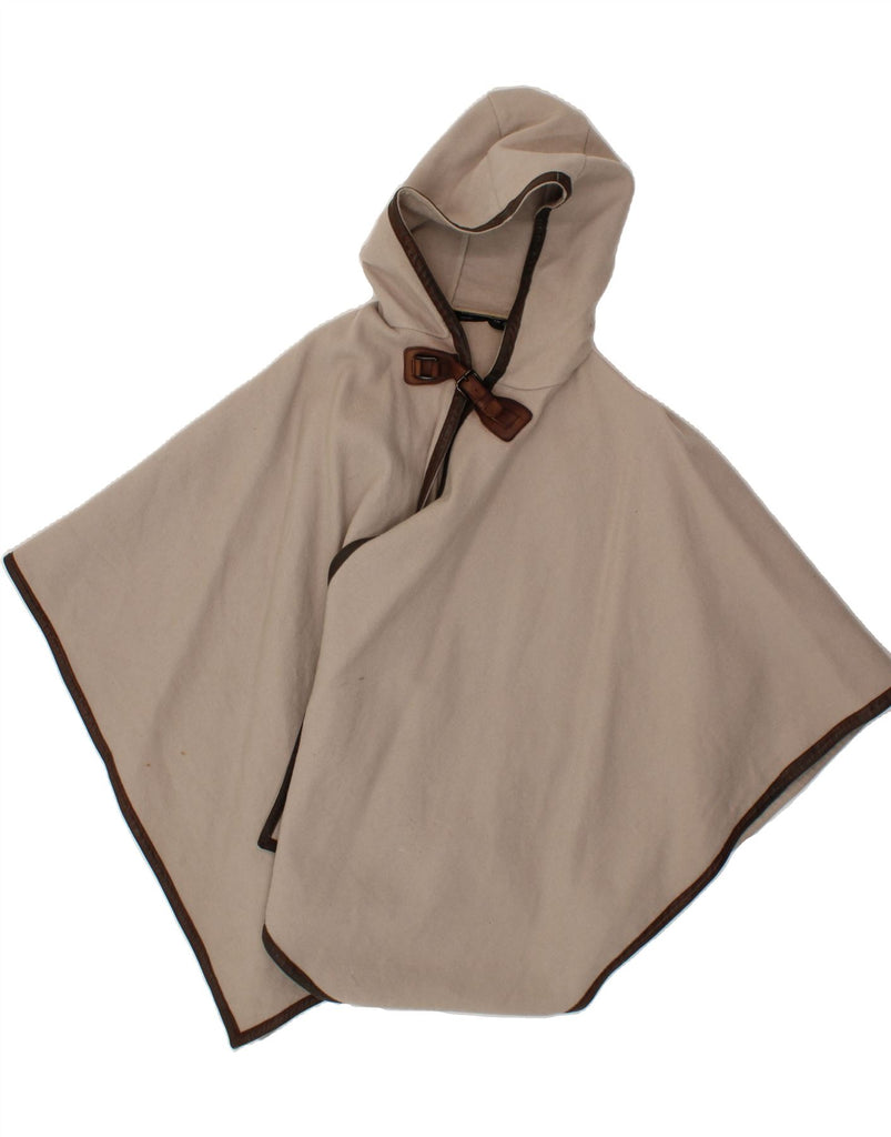 ZARA Womens Hooded Asymmetric Poncho Coat UK 14 Medium Beige Wool Vintage Zara and Second-Hand Zara from Messina Hembry 
