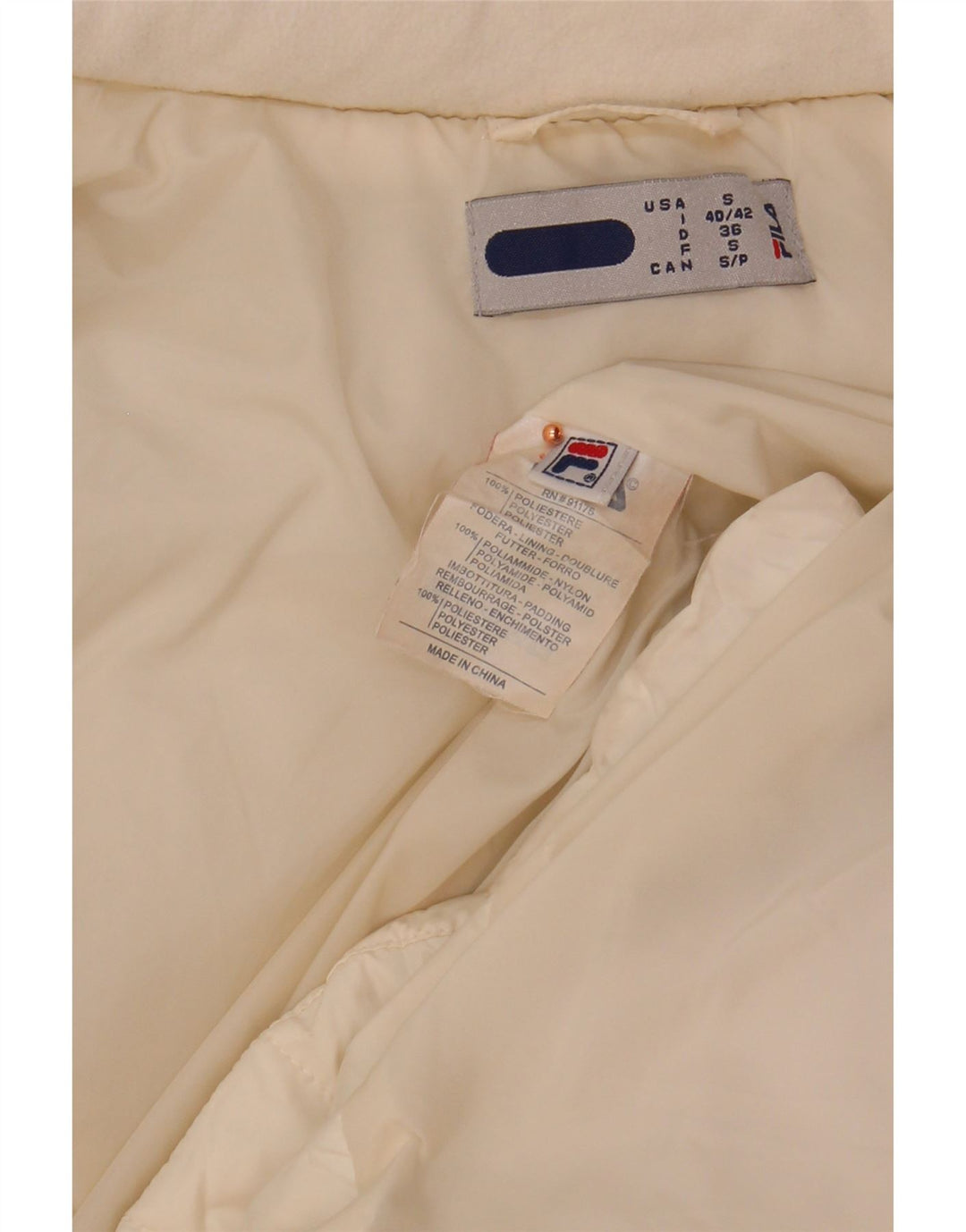 FILA Womens Padded Jacket UK 10 Small Off White Polyester