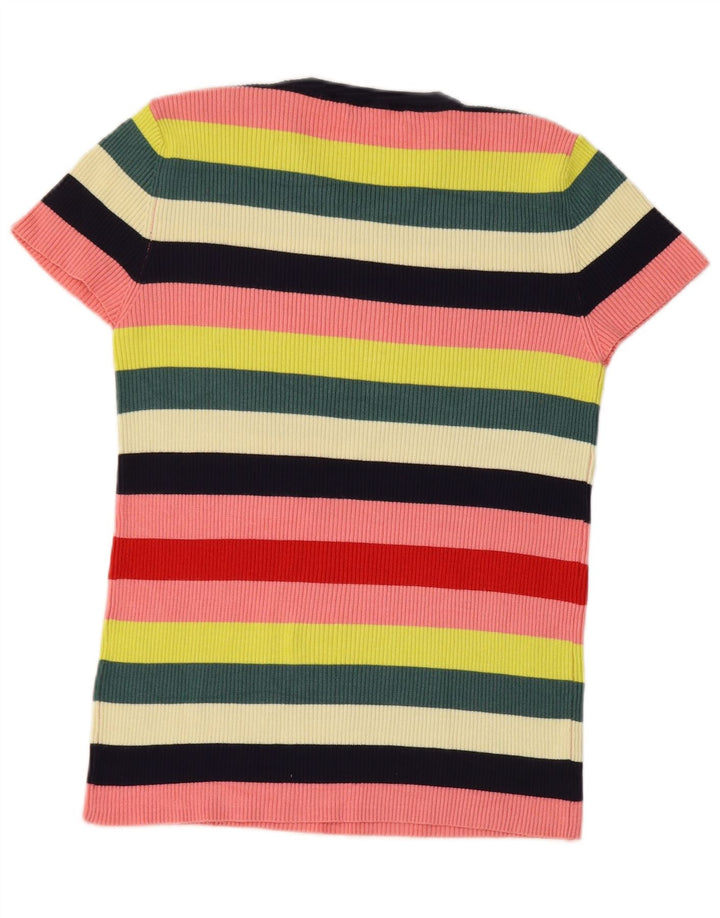Zara Womens T-Shirt Top UK 12 Medium Multicoloured Striped Viscose