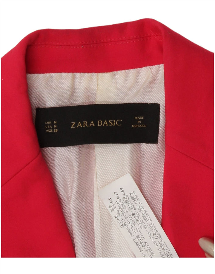 Zara Womens 1 Button Blazer Jacket UK 14 Medium Pink Polyester