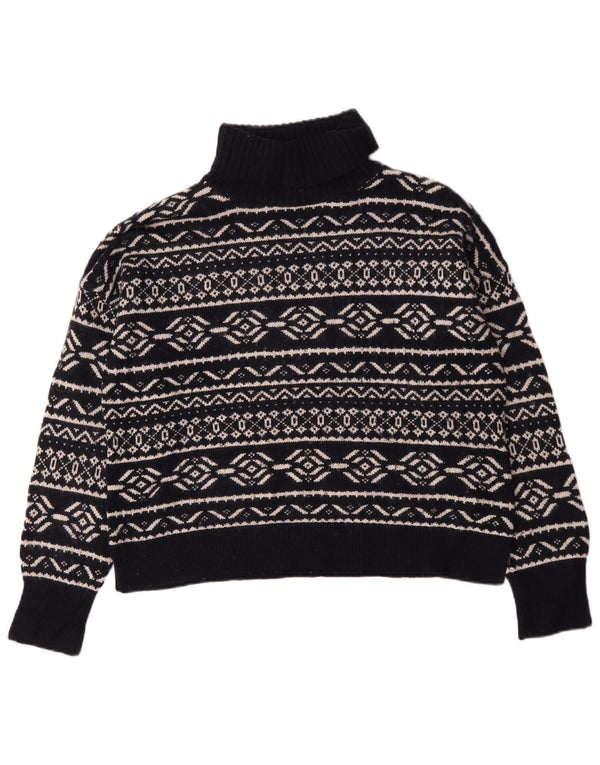 Hobbs Womens Roll Neck Jumper Sweater UK 18 XL Navy Blue Fair Isle