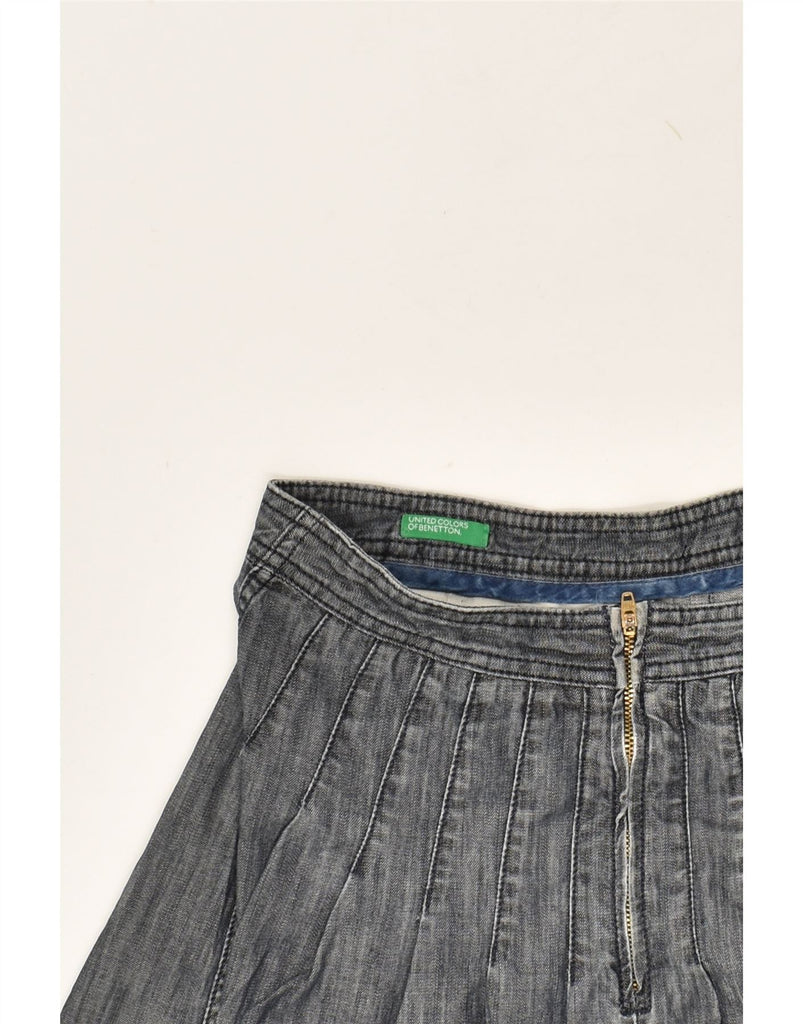 BENETTON Womens Pleated Denim Skirt W28 Medium  Grey | Vintage Benetton | Thrift | Second-Hand Benetton | Used Clothing | Messina Hembry 