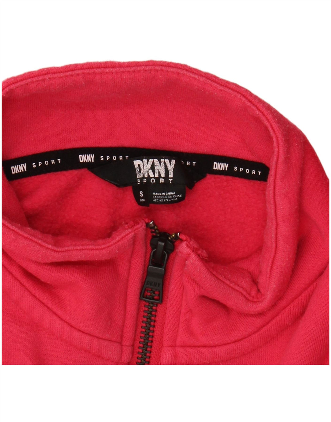 DKNY Womens Oversized Graphic Zip Neck Sweatshirt Jumper UK 10 Small Pink