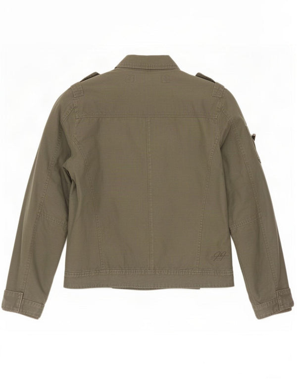 Jack & Jones Mens Denim Military Jacket UK 40 Large Khaki Cotton