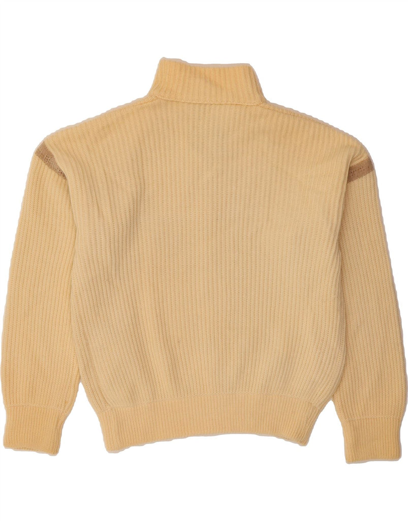 VINTAGE Mens Zip Neck Jumper Sweater Medium Beige Vintage Vintage and Second-Hand Vintage from Messina Hembry 