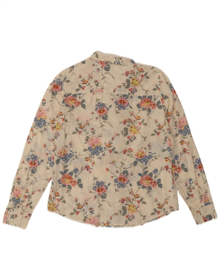 Benetton Womens Shirt UK 10 Small Off White Floral