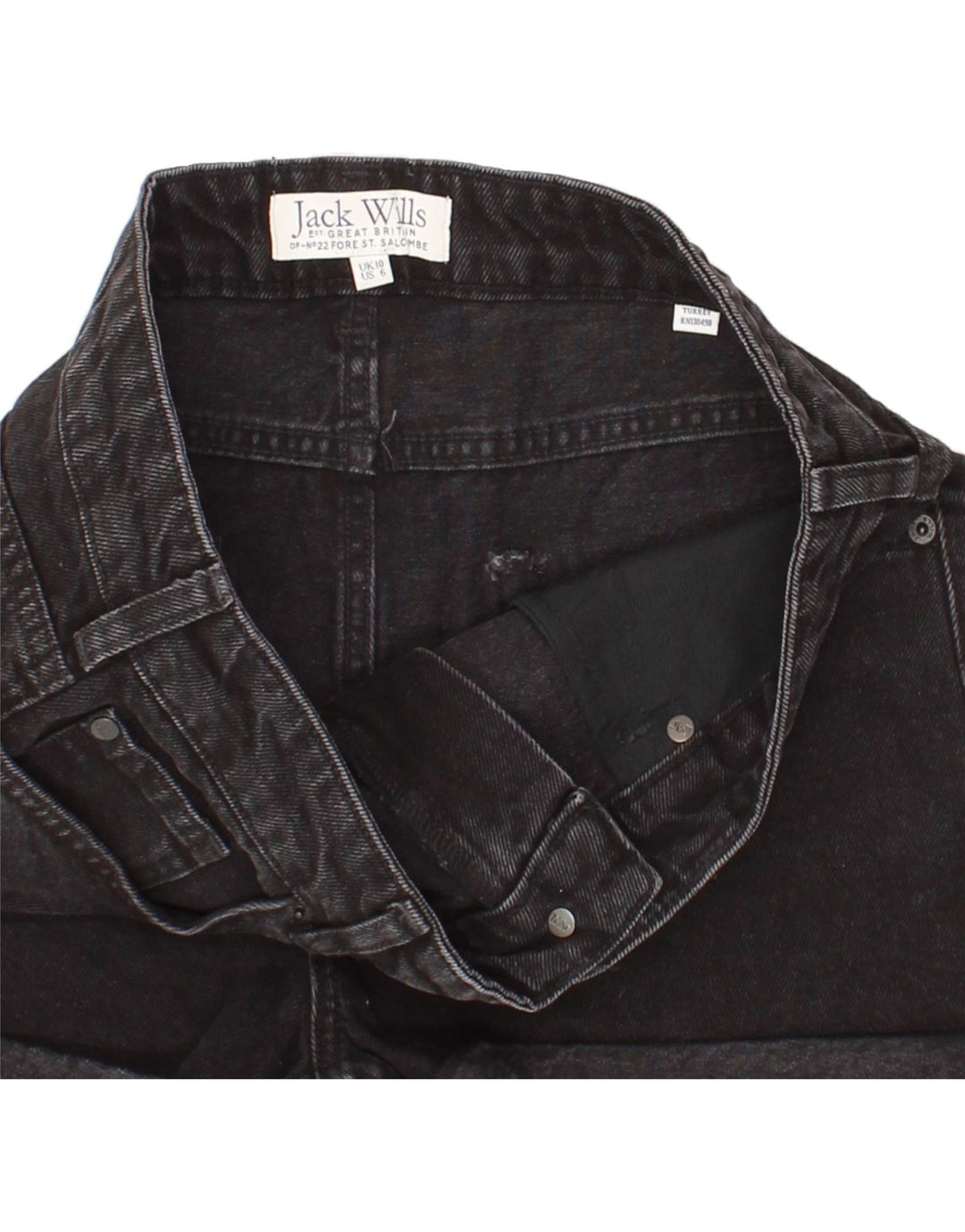 JACK WILLS Womens Denim Shorts UK 10 Small W27 Black Vintage Jack Wills and Second-Hand Jack Wills from Messina Hembry 