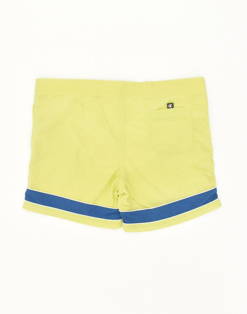 CHAMPION Mens Swimming Shorts Medium Yellow Polyester | Vintage Champion | Thrift | Second-Hand Champion | Used Clothing | Messina Hembry 