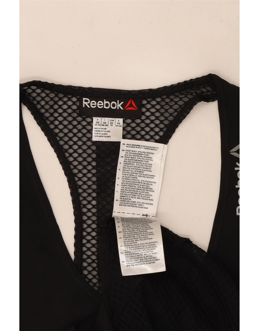 REEBOK Womens Vest Top UK 4 XS Black Polyester