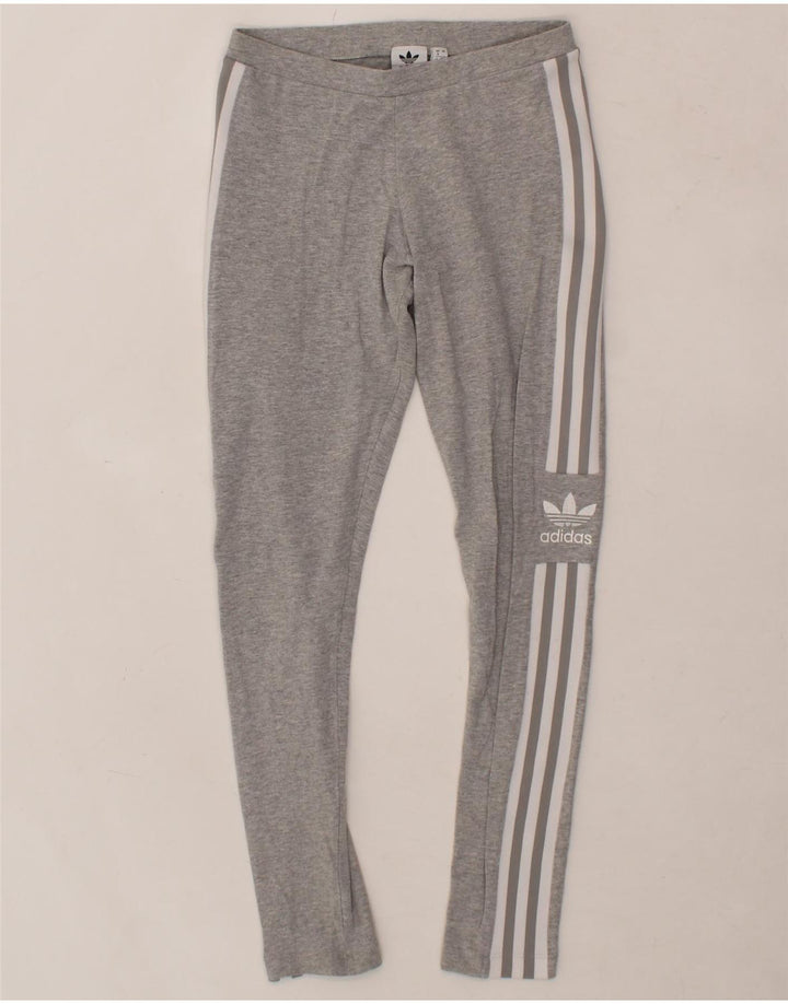 ADIDAS Womens Graphic Leggings UK 8 Small  Grey Cotton Vintage Adidas and Second-Hand Adidas from Messina Hembry 