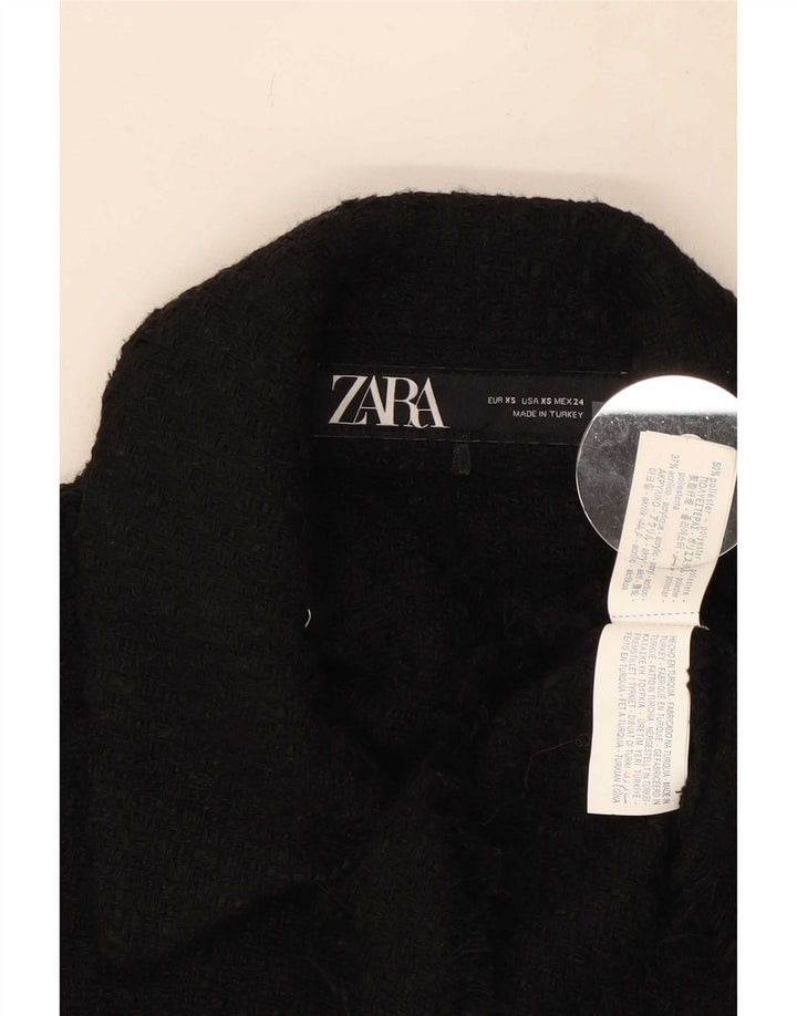 Zara Womens Crop Gilet UK 6 XS Black Polyester