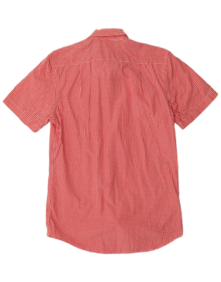 Izod Mens Short Sleeve Shirt Small Red Gingham Cotton