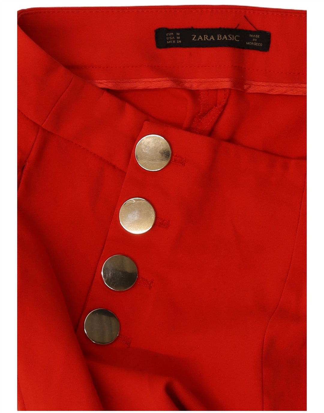 Zara Womens Straight Casual Trousers Medium W28 L34 Red