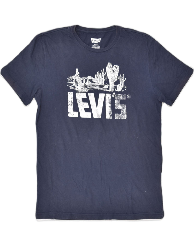 LEVI'S Mens Graphic T-Shirt Top Medium Navy Blue Cotton | Vintage Levi's | Thrift | Second-Hand Levi's | Used Clothing | Messina Hembry 