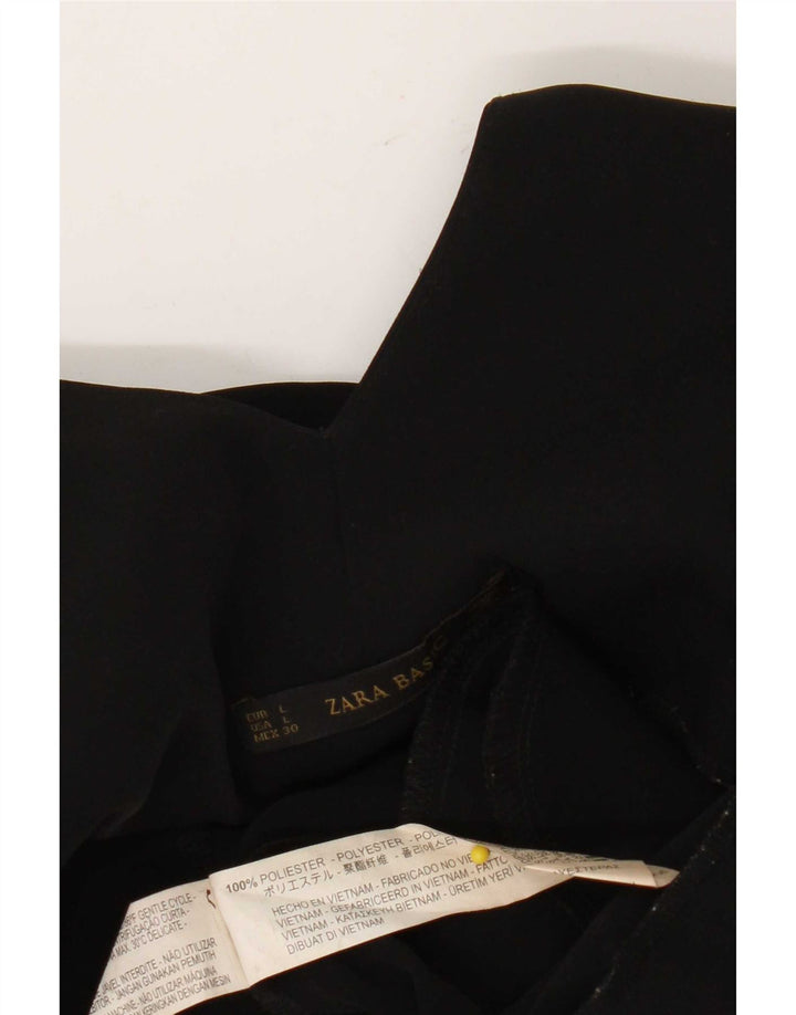 Zara Womens Sleeveless Playsuit UK 14 Large Black Polyester