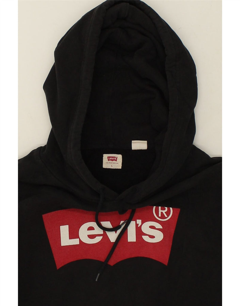 LEVI'S Mens Graphic Hoodie Jumper Large Black Cotton | Vintage Levi's | Thrift | Second-Hand Levi's | Used Clothing | Messina Hembry 