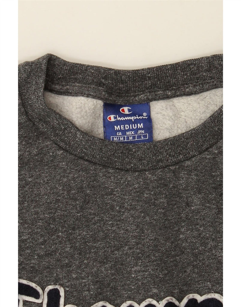 CHAMPION Womens Graphic Sweatshirt Jumper UK 14 Medium Grey Flecked Cotton Vintage Champion and Second-Hand Champion from Messina Hembry 