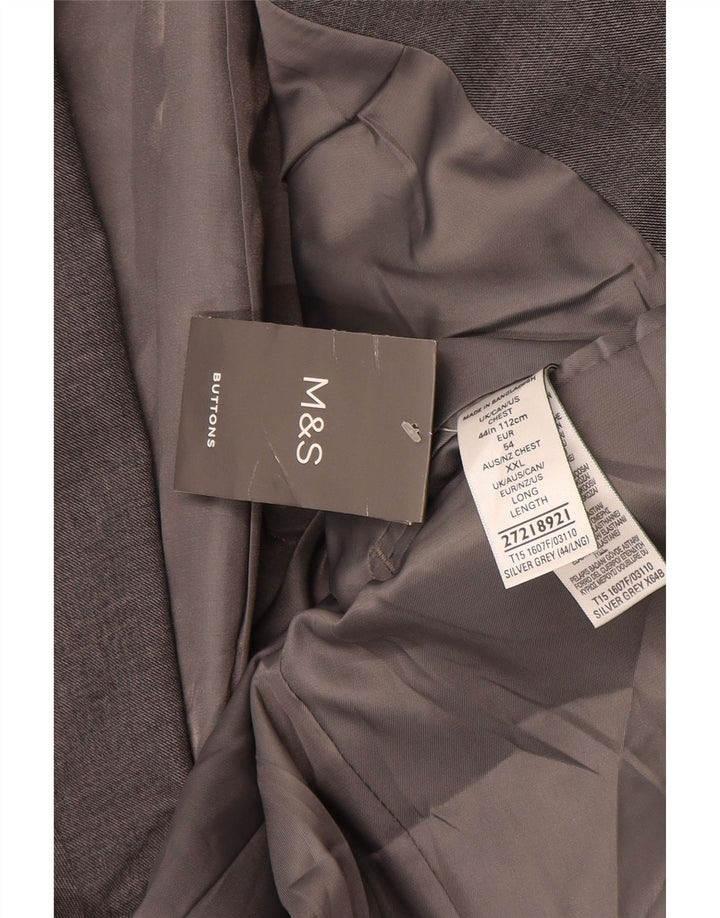 Marks & Spencer Mens 2 Button Blazer Jacket UK 44 XL Grey Polyester