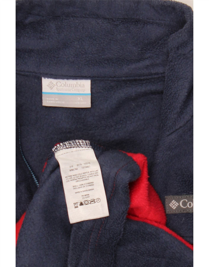 Columbia Boys Fleece Jacket 15-16 Years XL Navy Blue Colourblock Polyester