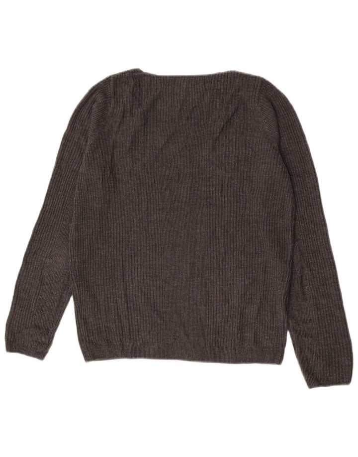 Marks & Spencer Womens V-Neck Jumper Sweater UK 8 Small Grey Acrylic