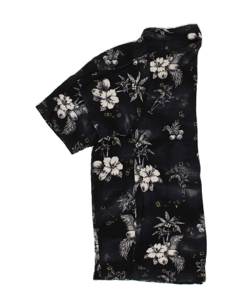 VINTAGE Mens Short Sleeve Shirt Large Black Floral Rayon | Vintage Vintage | Thrift | Second-Hand Vintage | Used Clothing | Messina Hembry 