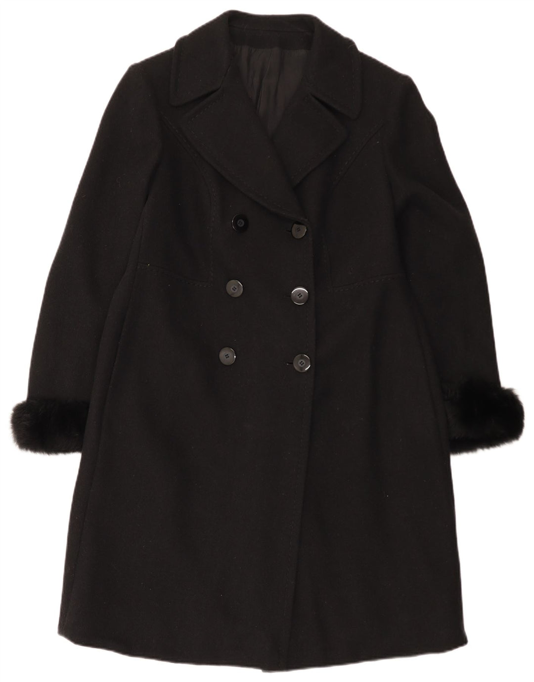 Giole Womens Double Breasted Coat UK 14 Medium Black