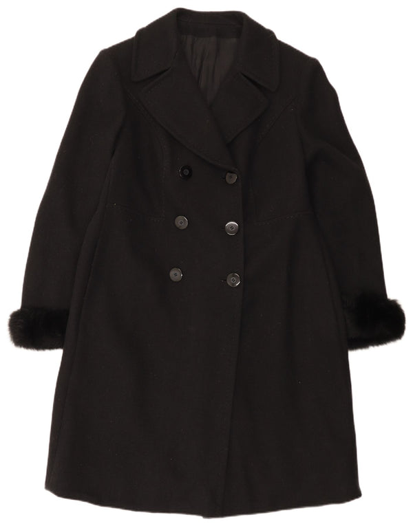 Giole Womens Double Breasted Coat UK 14 Medium Black