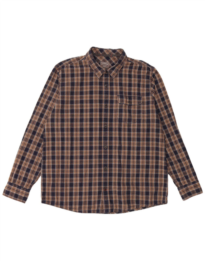 FAT FACE Mens Flannel Shirt XL Navy Blue Check Cotton
