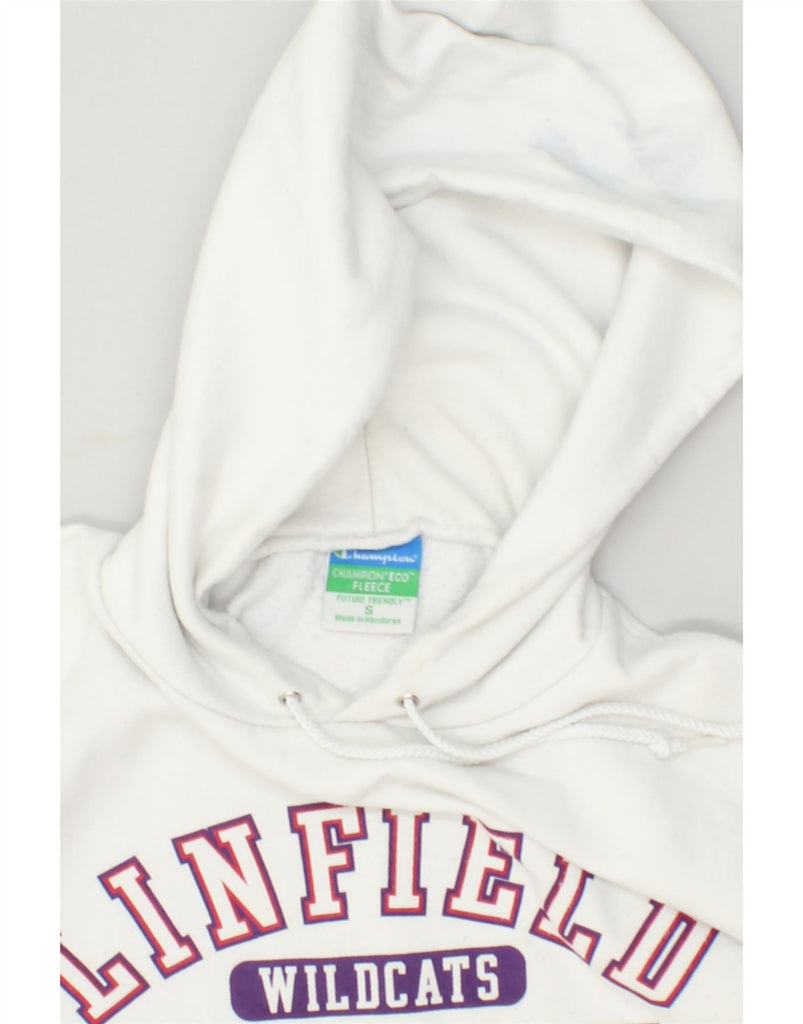 CHAMPION Womens Lingfiefd College Graphic Hoodie Jumper UK 10 Small White | Vintage Champion | Thrift | Second-Hand Champion | Used Clothing | Messina Hembry 