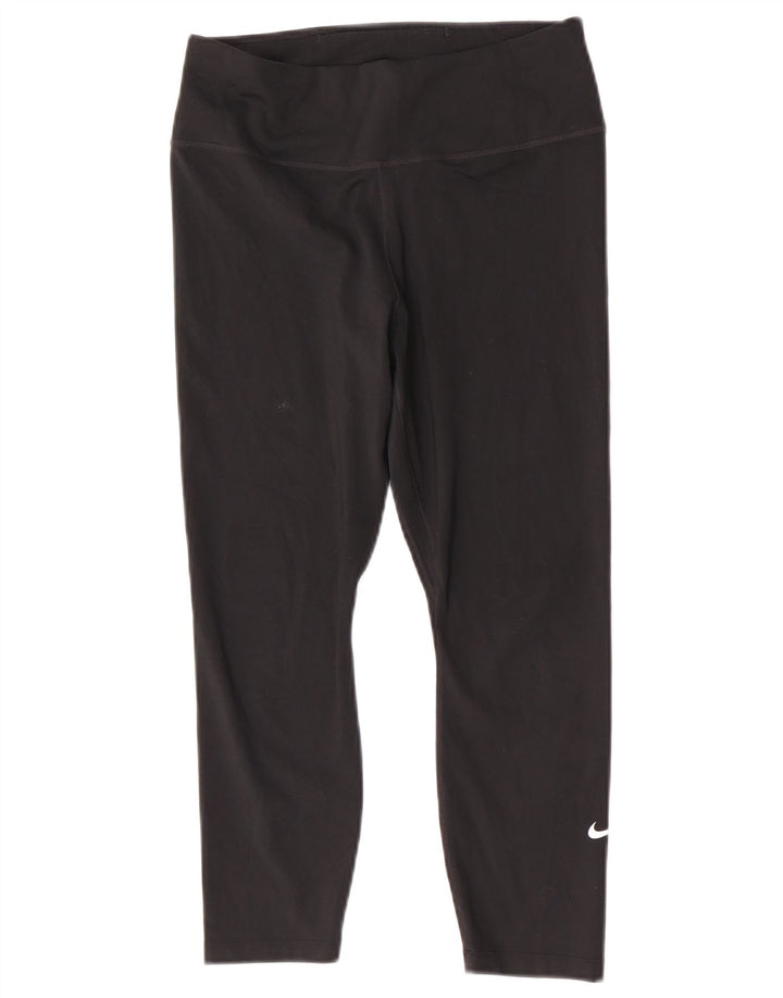 Nike Womens Dri Fit Capri Leggings UK 12 Medium  Black Polyester
