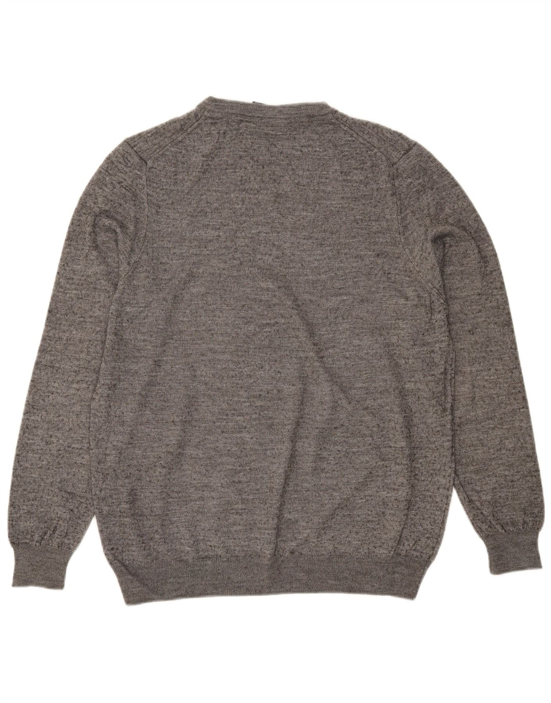 Lyle & Scott Mens V-Neck Jumper Sweater Large Grey Flecked Merino Wool