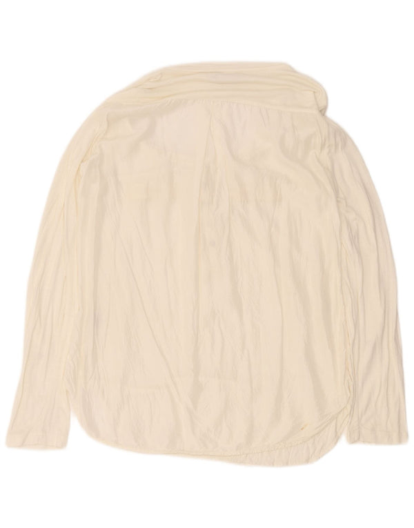 Trussardi Jeans Womens Top Long Sleeve UK 16 Large Off White Viscose