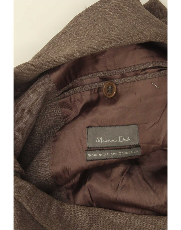 Massimo Dutti Mens 3 Button Blazer Jacket EU 46 Small Grey Wool