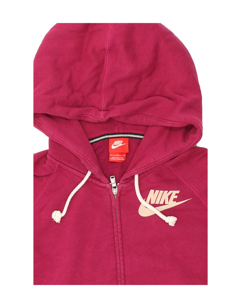 NIKE Womens Zip Hoodie Sweater UK 16 Large Pink Cotton | Vintage Nike | Thrift | Second-Hand Nike | Used Clothing | Messina Hembry 