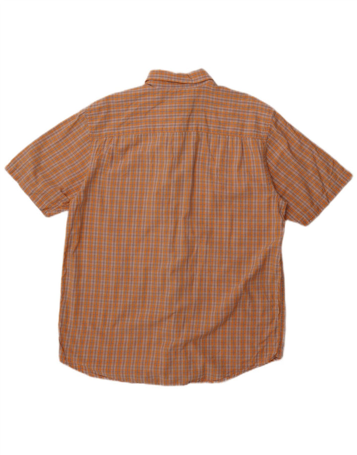 Nautica Mens Short Sleeve Shirt Medium Orange Check Cotton