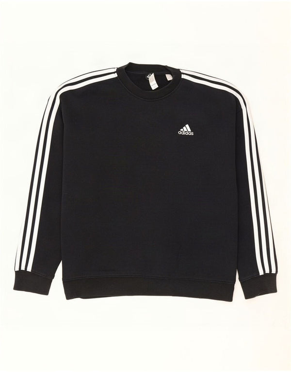 Adidas Womens Oversized Sweatshirt Jumper UK 12/14 Medium Black Cotton