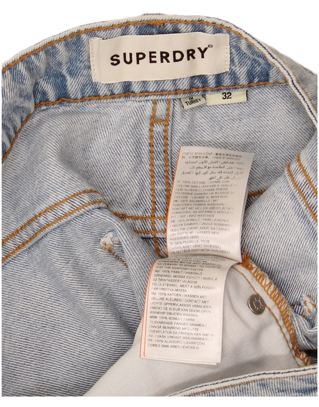 Superdry Womens Denim Shorts W32 Large Blue Cotton