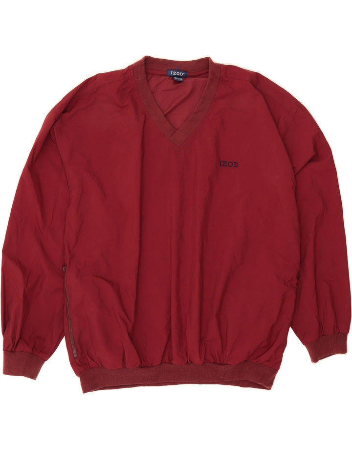 IZOD Mens Pullover Tracksuit Top Large Burgundy Nylon Vintage Izod and Second-Hand Izod from Messina Hembry 
