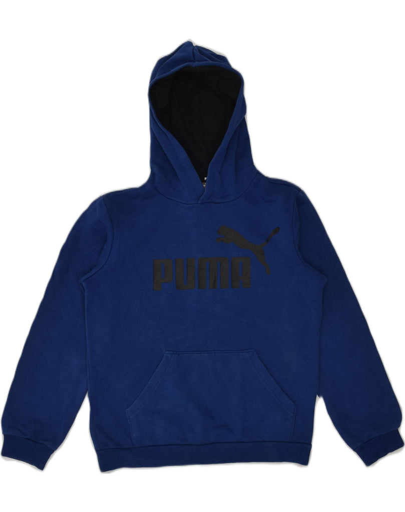 PUMA Boys Graphic Hoodie Jumper 11-12 Years Blue Cotton | Vintage Puma | Thrift | Second-Hand Puma | Used Clothing | Messina Hembry 