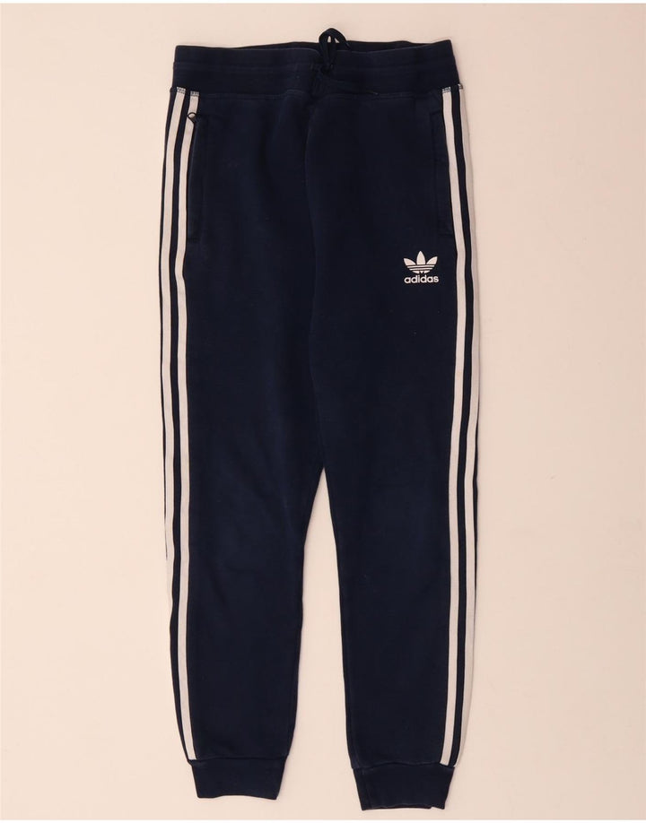 ADIDAS Boys Tracksuit Trousers Joggers 11-12 Years  Navy Blue Cotton