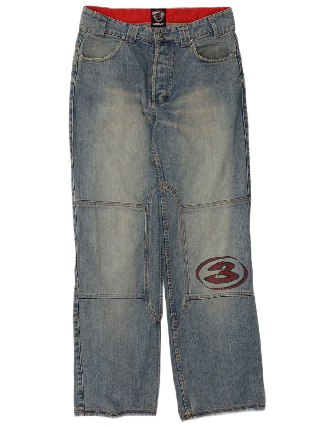Suomy Mens Motorstyle Graphic Straight Jeans Medium W32 L32 Blue Cotton