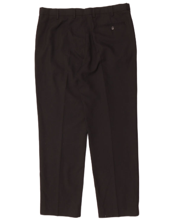 Marks & Spencer Mens Pegged Regular Fit Suit Trousers W36 L31 Black Wool