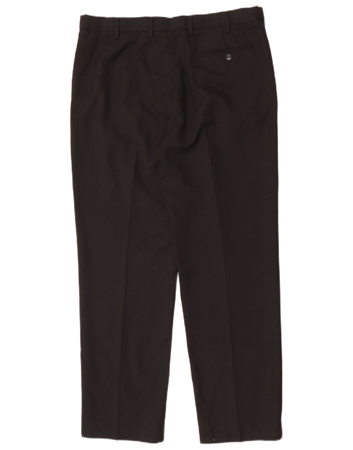 Marks & Spencer Mens Pegged Regular Fit Suit Trousers W36 L31 Black Wool