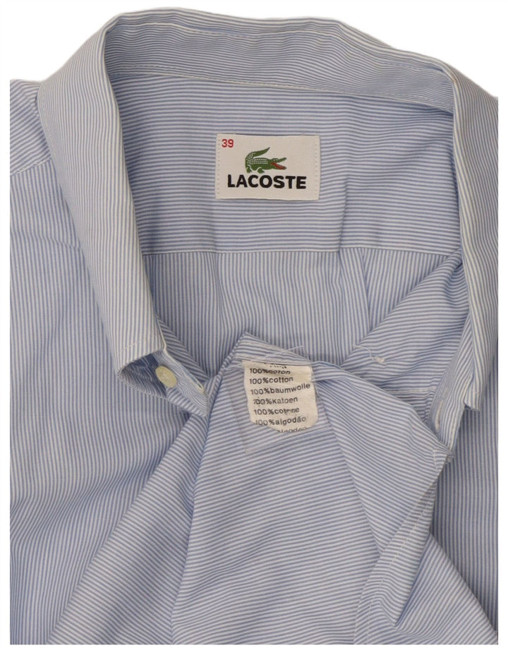 Lacoste Mens Short Sleeve Shirt Size 39 Medium Blue Pinstripe Cotton