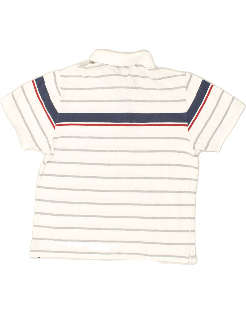 CHAMPION Mens Easy Fit Polo Shirt Large White Striped | Vintage Champion | Thrift | Second-Hand Champion | Used Clothing | Messina Hembry 